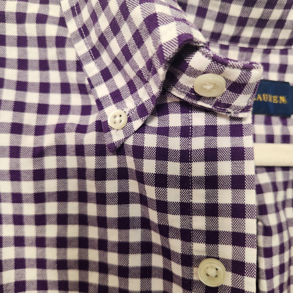 Ralph Lauren Mens XL Purple Gingham Check Long Sleeve Button Up Shirt Flesh Pony - Picture 4 of 11